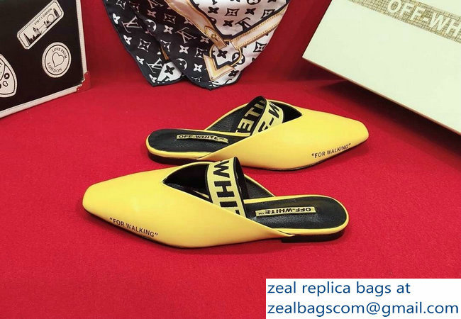 Off-white For Walking Leather Slippers Yellow 2019 - Click Image to Close