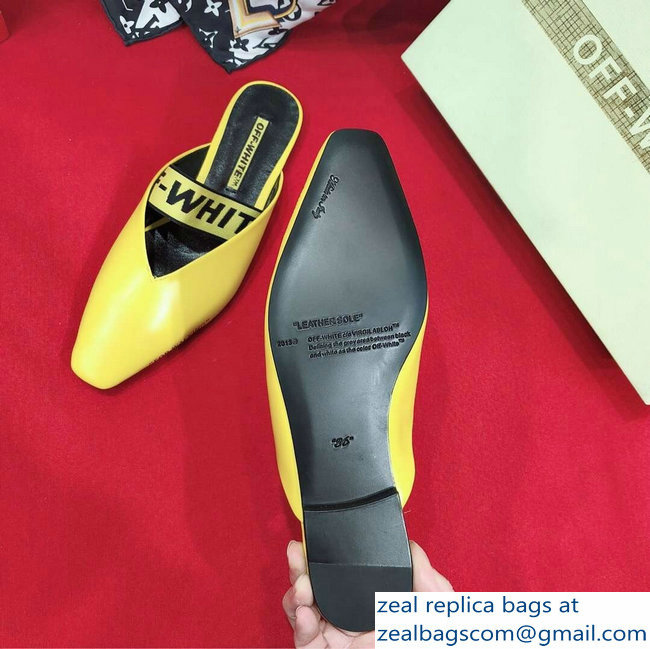 Off-white For Walking Leather Slippers Yellow 2019 - Click Image to Close