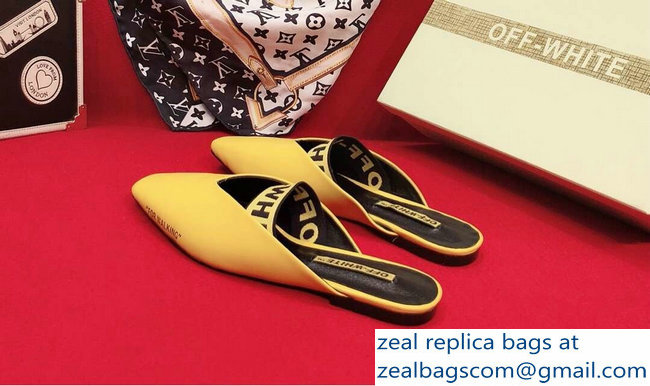 Off-white For Walking Leather Slippers Yellow 2019 - Click Image to Close