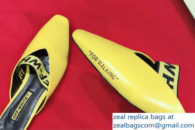 Off-white For Walking Leather Slippers Yellow 2019 - Click Image to Close