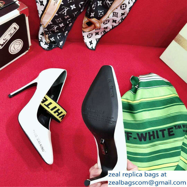 Off-white Heel 10cm For Walking Leather Pumps White 2019 - Click Image to Close