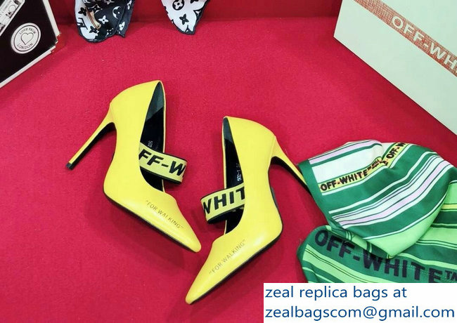 Off-white Heel 10cm For Walking Leather Pumps Yellow 2019