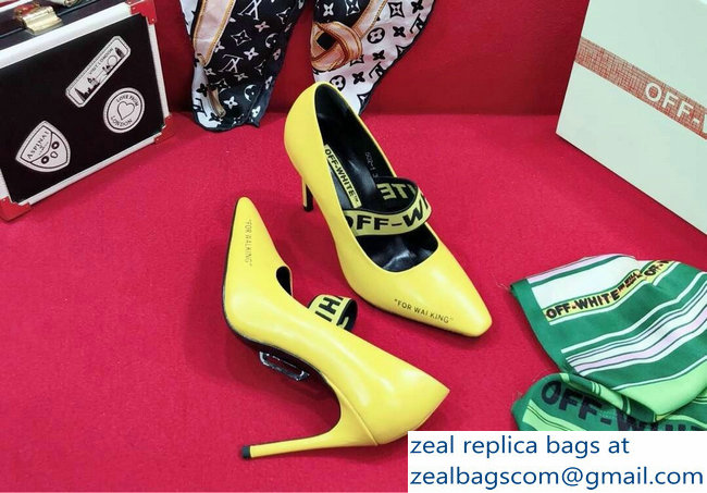 Off-white Heel 10cm For Walking Leather Pumps Yellow 2019