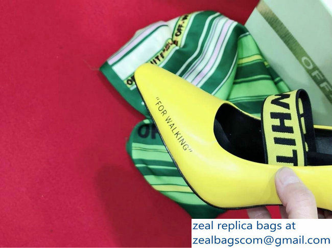 Off-white Heel 10cm For Walking Leather Pumps Yellow 2019 - Click Image to Close