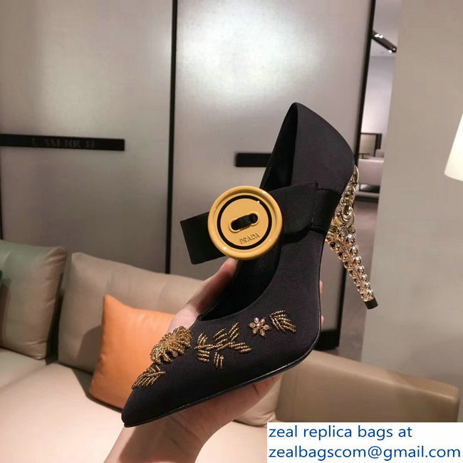 Prada Beaded Embellishment Mary Jane Pumps Black 2019