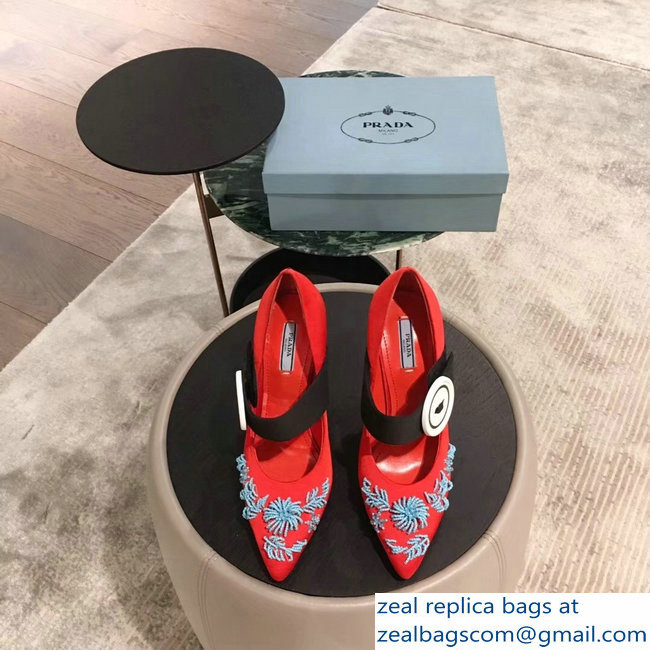 Prada Beaded Embellishment Mary Jane Pumps Red 2019 - Click Image to Close