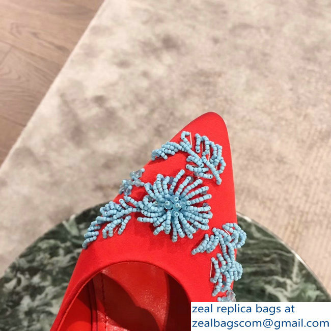 Prada Beaded Embellishment Mary Jane Pumps Red 2019