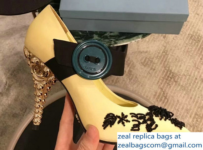 Prada Beaded Embellishment Mary Jane Pumps Yellow 2019