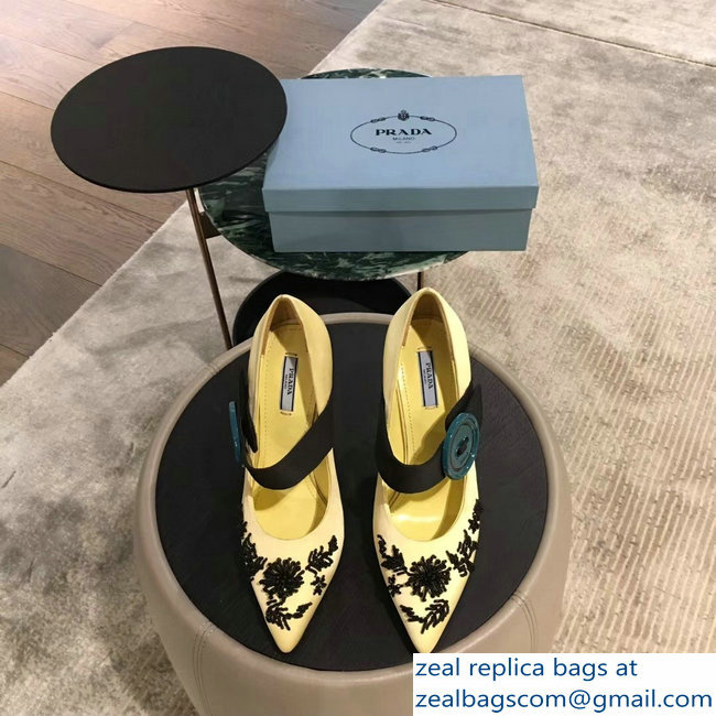 Prada Beaded Embellishment Mary Jane Pumps Yellow 2019 - Click Image to Close