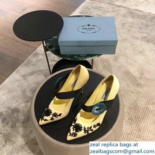 Prada Beaded Embellishment Mary Jane Pumps Yellow 2019 - Click Image to Close