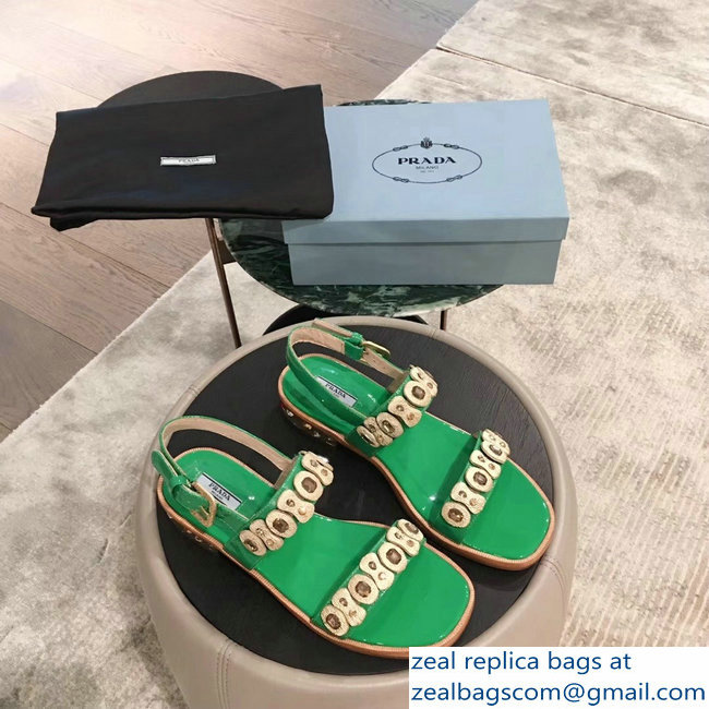 Prada Beaded Embellishment Sandals Green 2019
