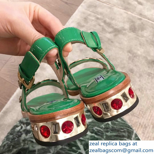 Prada Beaded Embellishment Sandals Green 2019 - Click Image to Close