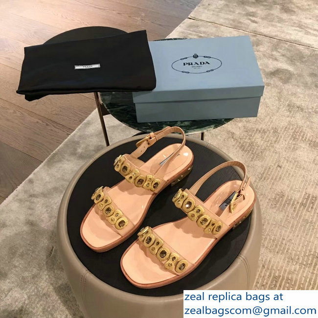Prada Beaded Embellishment Sandals Nude Pink 2019 - Click Image to Close
