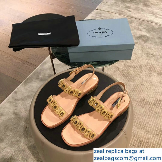 Prada Beaded Embellishment Sandals Nude Pink 2019