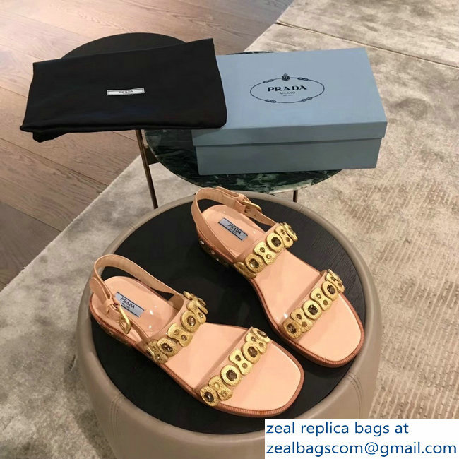 Prada Beaded Embellishment Sandals Nude Pink 2019