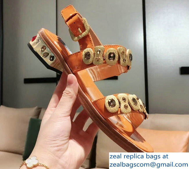 Prada Beaded Embellishment Sandals Orange 2019 - Click Image to Close