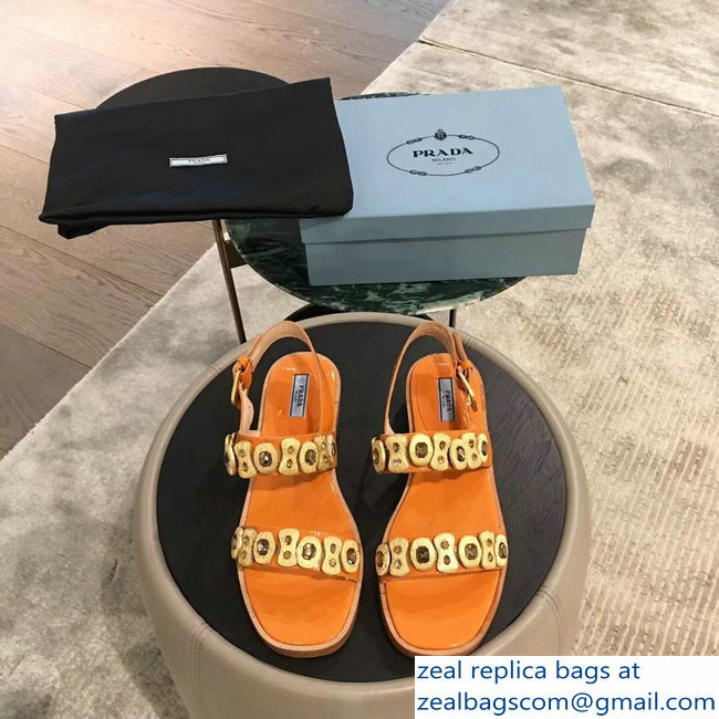 Prada Beaded Embellishment Sandals Orange 2019