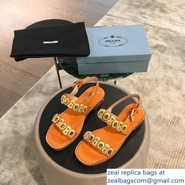 Prada Beaded Embellishment Sandals Orange 2019