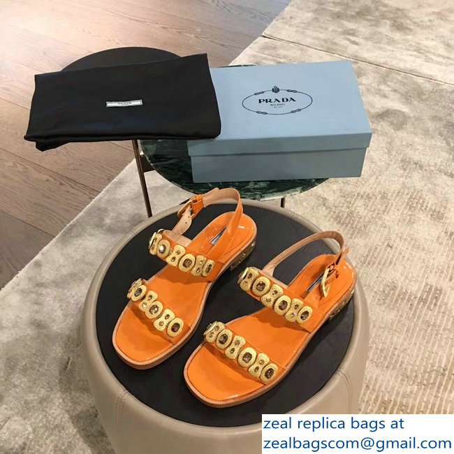 Prada Beaded Embellishment Sandals Orange 2019 - Click Image to Close