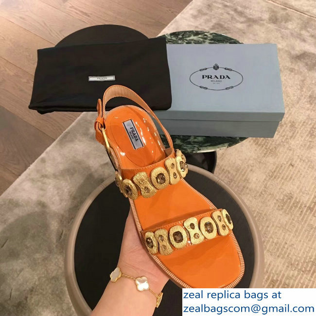 Prada Beaded Embellishment Sandals Orange 2019