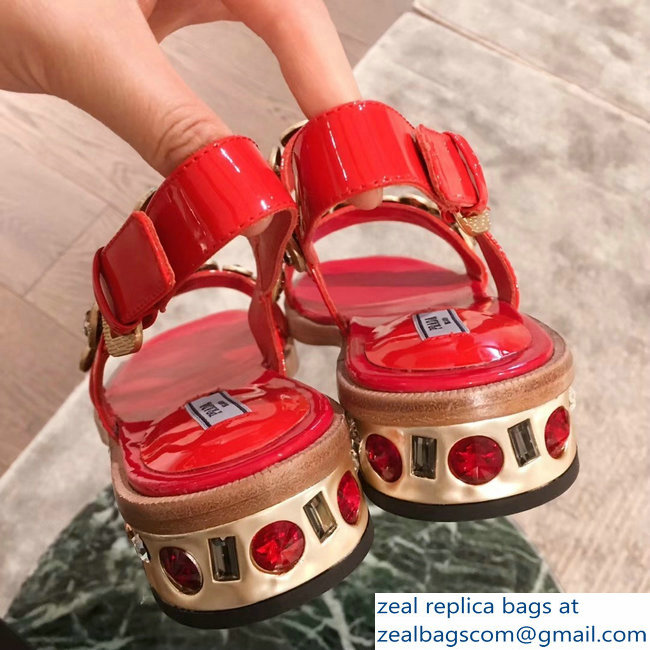 Prada Beaded Embellishment Sandals Red 2019 - Click Image to Close