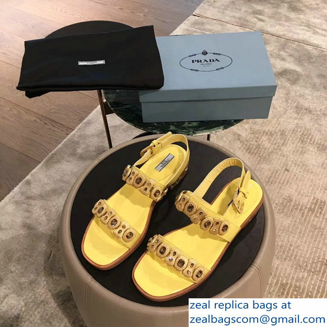 Prada Beaded Embellishment Sandals Yellow 2019 - Click Image to Close