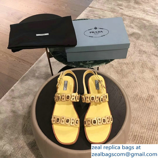 Prada Beaded Embellishment Sandals Yellow 2019