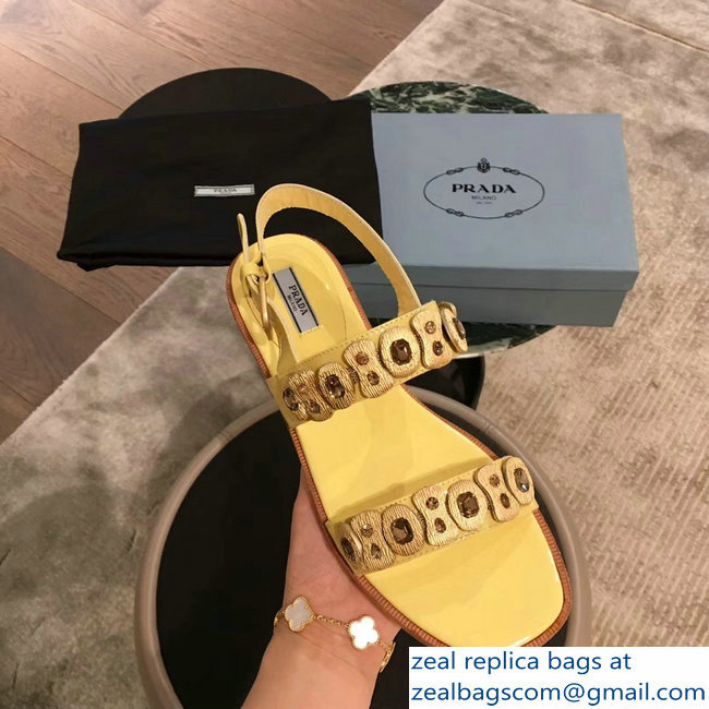 Prada Beaded Embellishment Sandals Yellow 2019