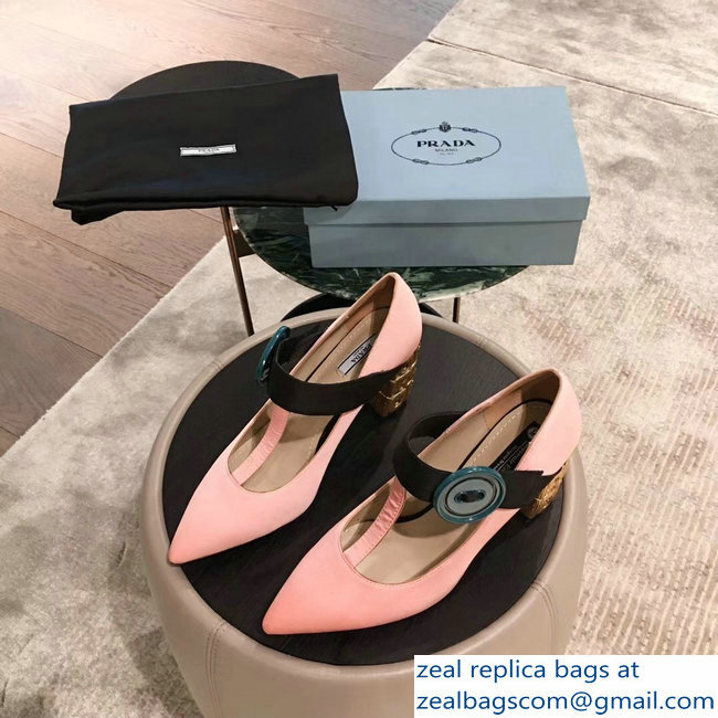 Prada Embellishment Heel Button Pumps Pink 2019