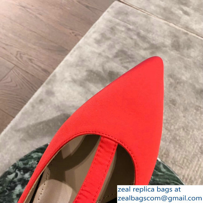 Prada Embellishment Heel Button Pumps Red 2019 - Click Image to Close