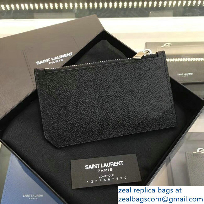 Saint Laurent Paris Classic 5 Fragments Zip Case Pouch 458583 Black - Click Image to Close