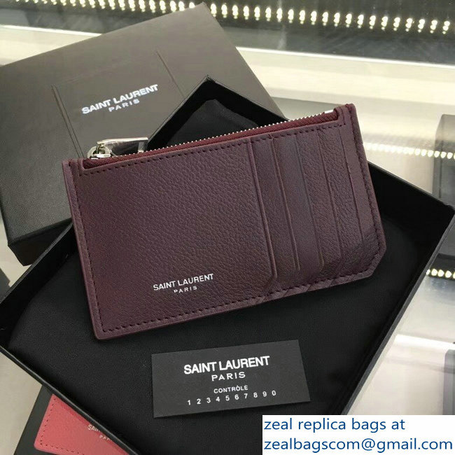 Saint Laurent Paris Classic 5 Fragments Zip Case Pouch 458583 Burgundy - Click Image to Close