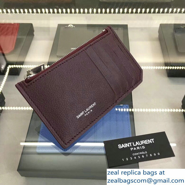 Saint Laurent Paris Classic 5 Fragments Zip Case Pouch 458583 Burgundy