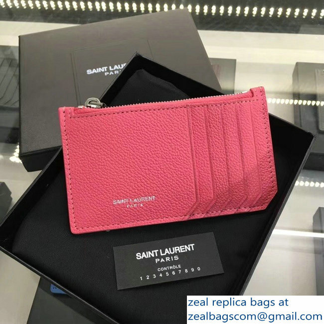 Saint Laurent Paris Classic 5 Fragments Zip Case Pouch 458583 Dark Pink