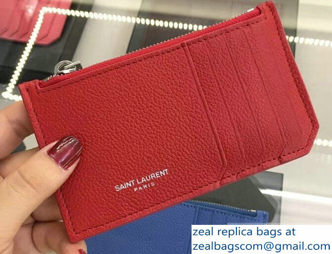 Saint Laurent Paris Classic 5 Fragments Zip Case Pouch 458583 Red