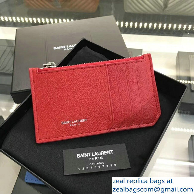 Saint Laurent Paris Classic 5 Fragments Zip Case Pouch 458583 Red - Click Image to Close