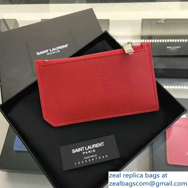 Saint Laurent Paris Classic 5 Fragments Zip Case Pouch 458583 Red - Click Image to Close