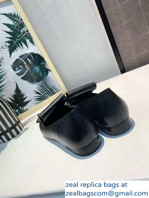 Valentino Heel 2cm Calfskin Leather Fringe Moccasin Black 2019