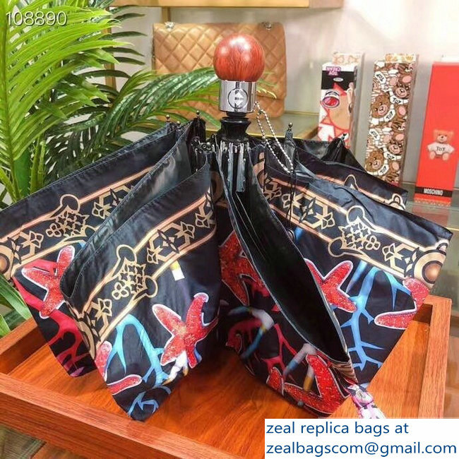 Versace Print Umbrella Black