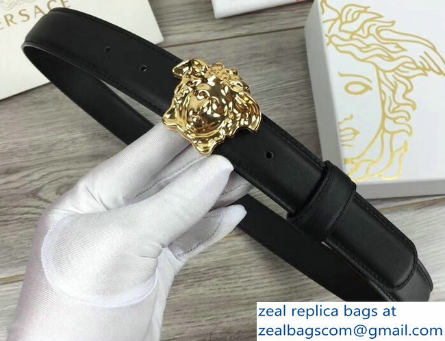 Versace Width 3cm Palazzo Belt With Medusa Buckle Black/Gold - Click Image to Close