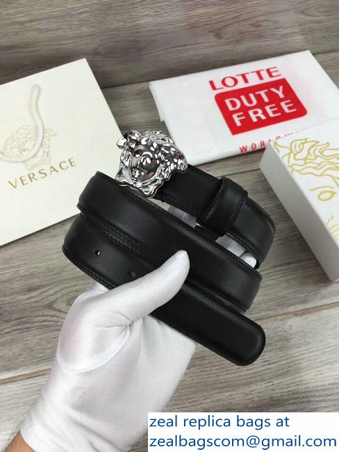 Versace Width 3cm Palazzo Belt With Medusa Buckle Black/Silver