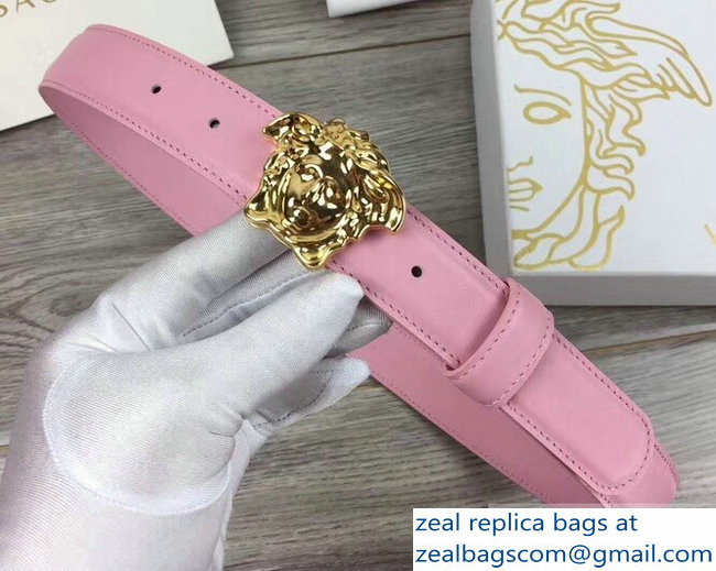 Versace Width 3cm Palazzo Belt With Medusa Buckle Pink/Gold - Click Image to Close