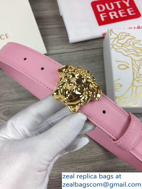 Versace Width 3cm Palazzo Belt With Medusa Buckle Pink/Gold