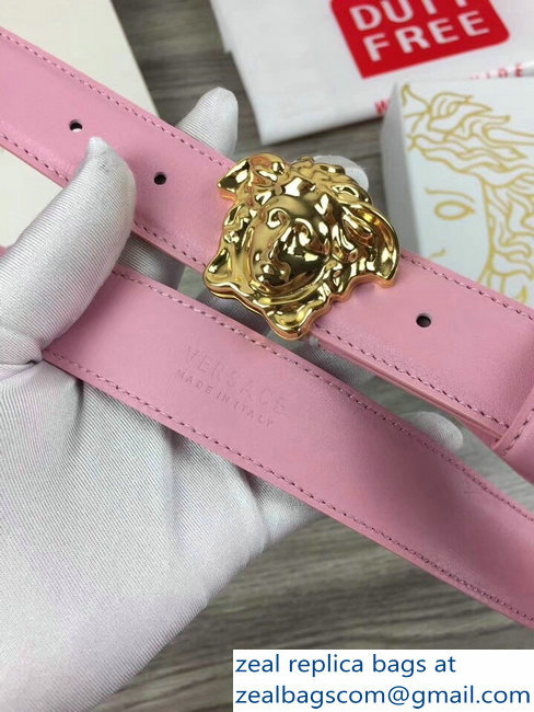 Versace Width 3cm Palazzo Belt With Medusa Buckle Pink/Gold - Click Image to Close