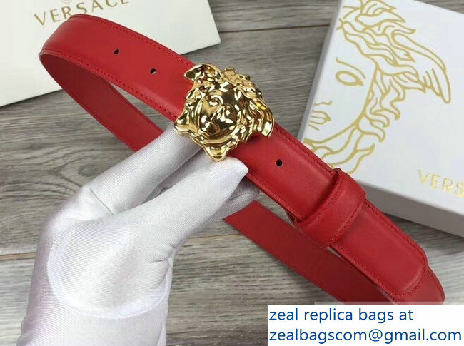 Versace Width 3cm Palazzo Belt With Medusa Buckle Red/Gold