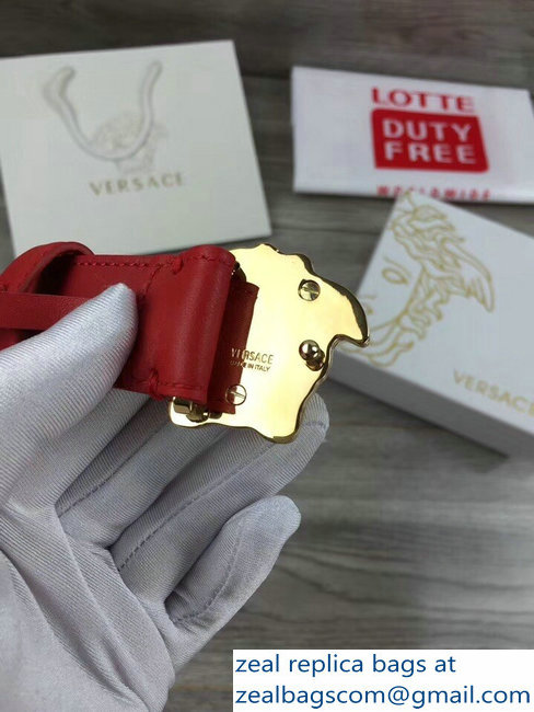 Versace Width 3cm Palazzo Belt With Medusa Buckle Red/Gold