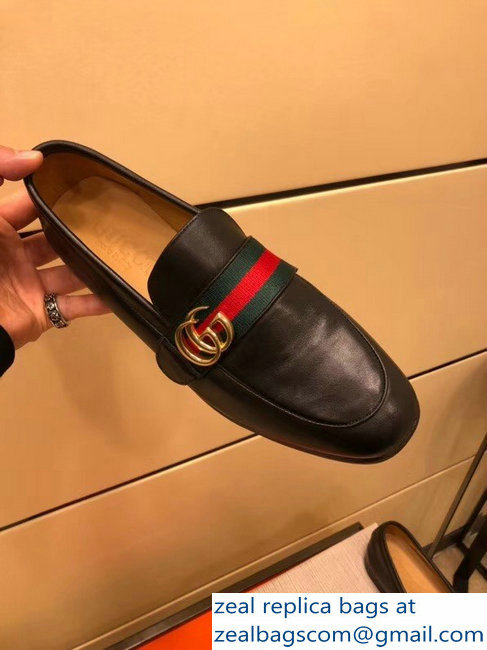 gucci Leather loafer with GG Web 428609