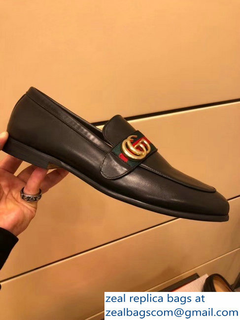 gucci Leather loafer with GG Web 428609