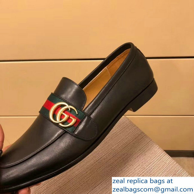 gucci Leather loafer with GG Web 428609
