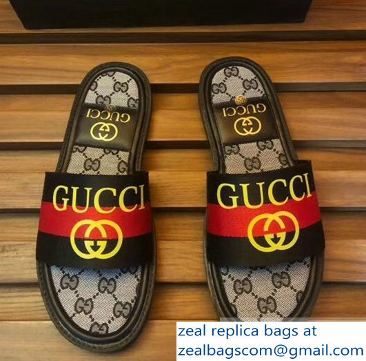 gucci gg web men's slides 05 - Click Image to Close